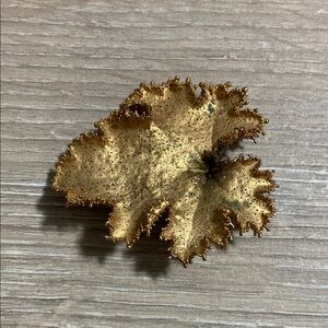 Vintage Prickly Leaf Gold Tone Brooch